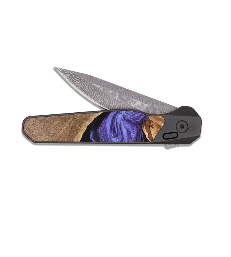 EDC Dark Damascus Wood Pocket Knife - Madison (Purple, 830622)