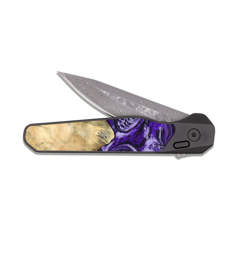EDC Dark Damascus Wood Pocket Knife - Jacalyn (Purple, 830623)