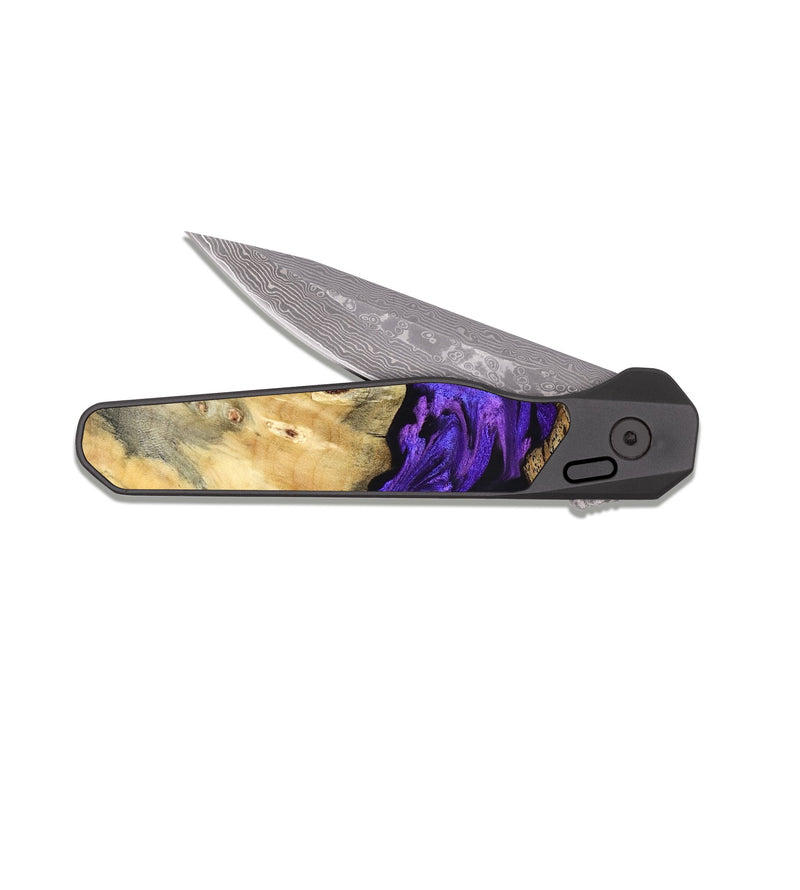 EDC Dark Damascus Wood Pocket Knife - Tabitha (Purple, 830629)