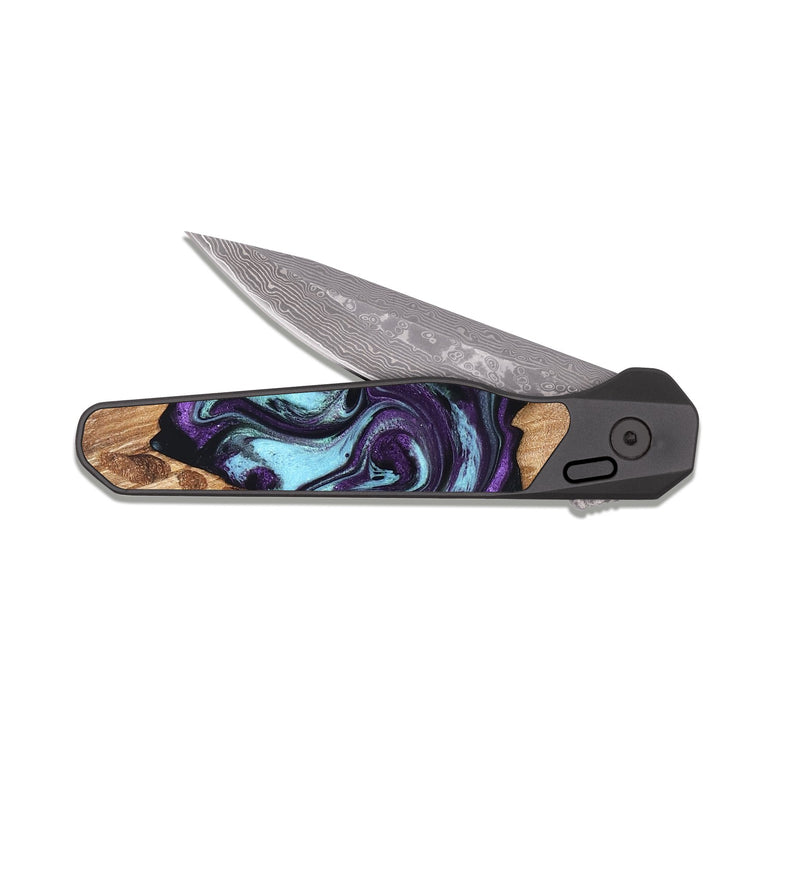 EDC Dark Damascus Wood Pocket Knife - Jazmyn (Purple, 830631)