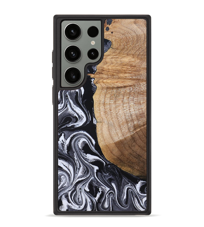 Galaxy S23 Ultra Wood Phone Case - Daisha (Black & White, 830634)