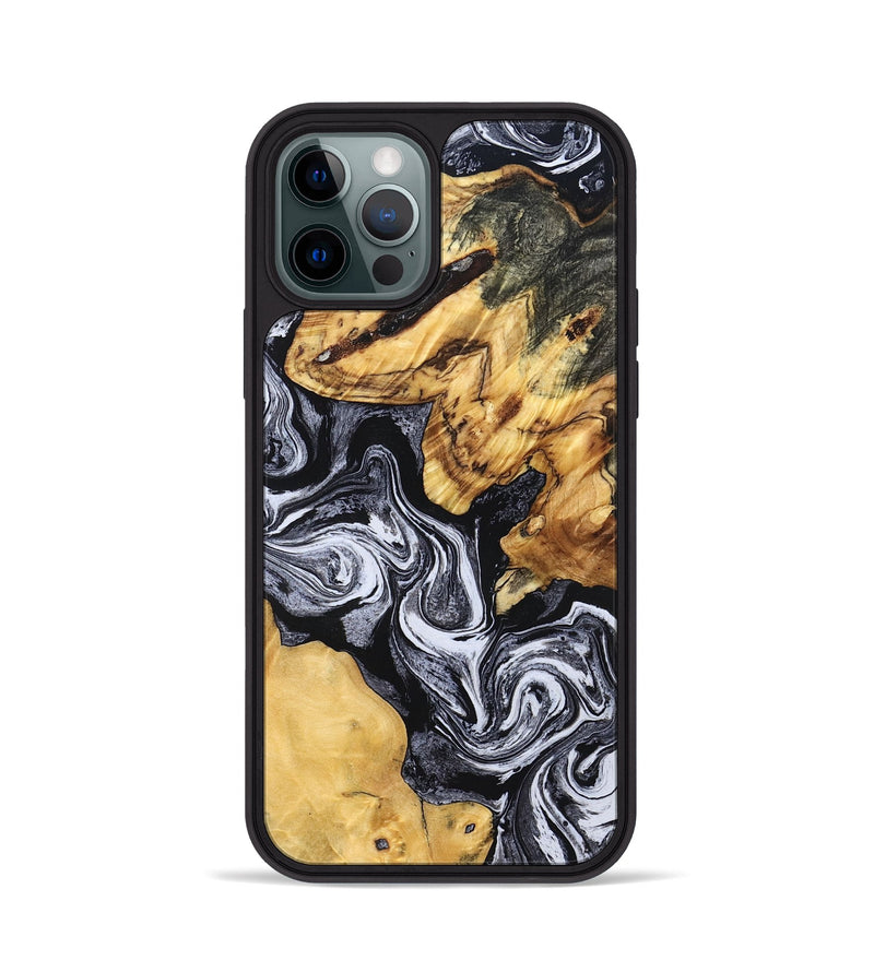 iPhone 12 Pro Wood Phone Case - Ensley (Black & White, 830637)