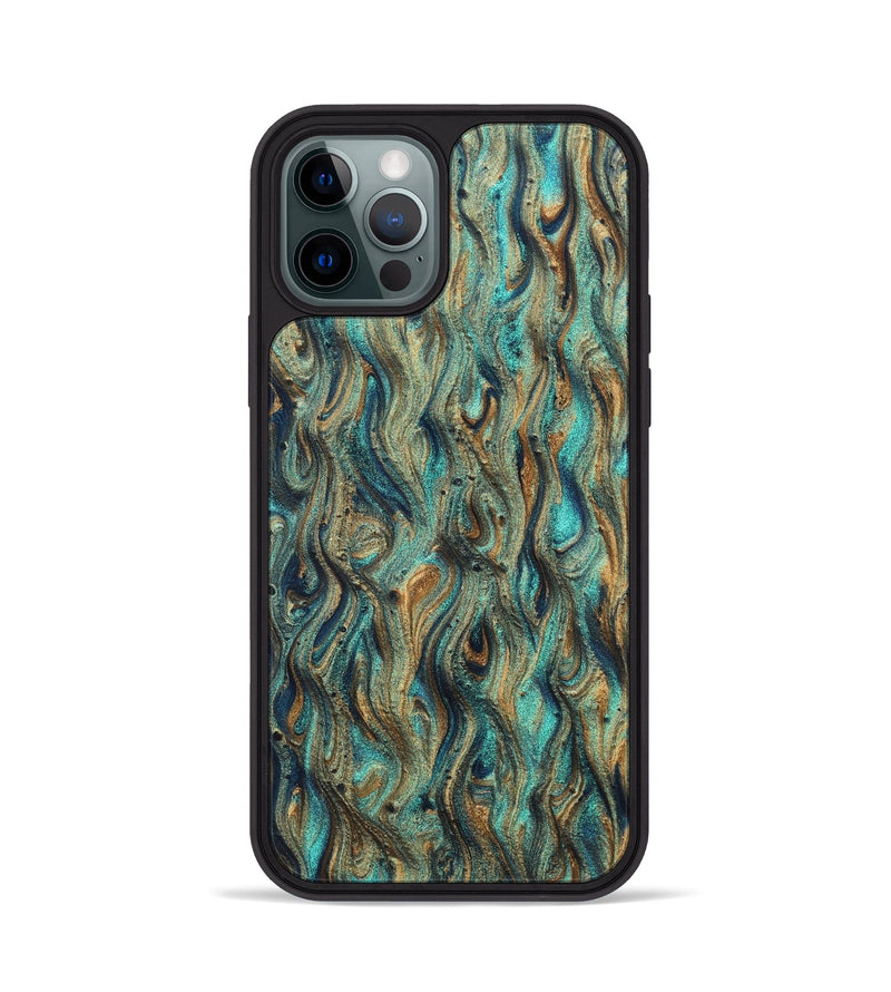 iPhone 12 Pro ResinArt Phone Case - Brea (Teal & Gold, 830643)