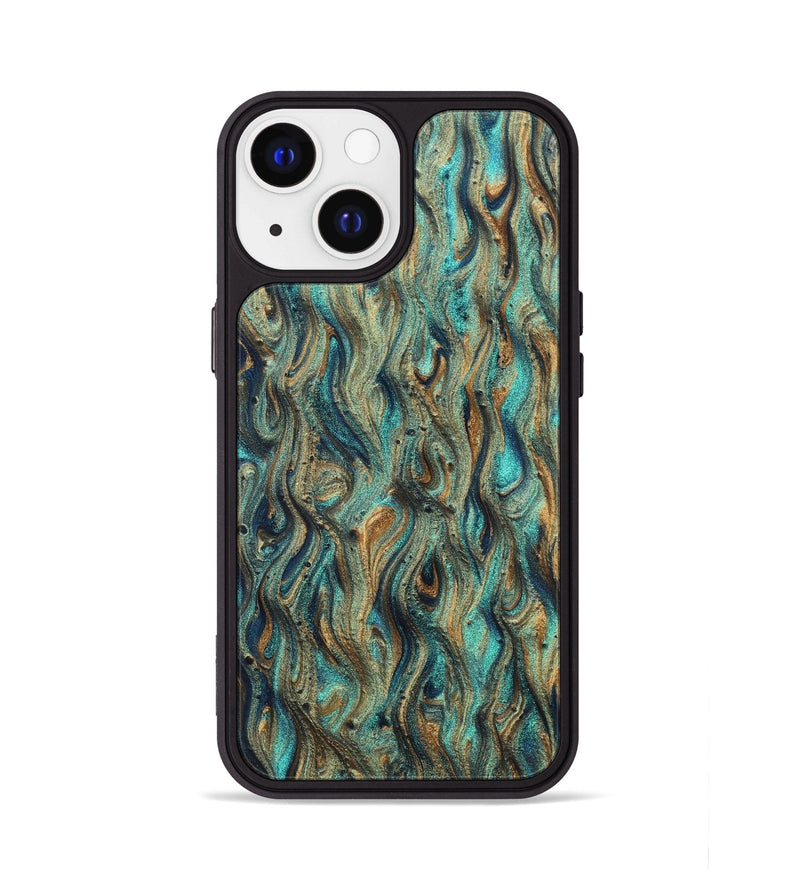 iPhone 13 ResinArt Phone Case - Brea (Teal & Gold, 830643)