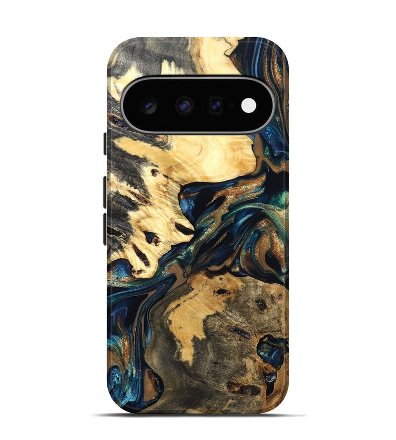 Pixel 11 Wood Live Edge Phone Case - Odis (Teal & Gold, 830644)