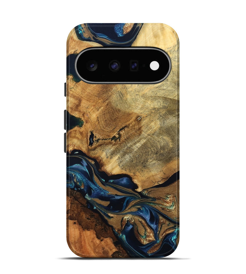 Pixel 11 Wood Live Edge Phone Case - Mammie (Teal & Gold, 830663)
