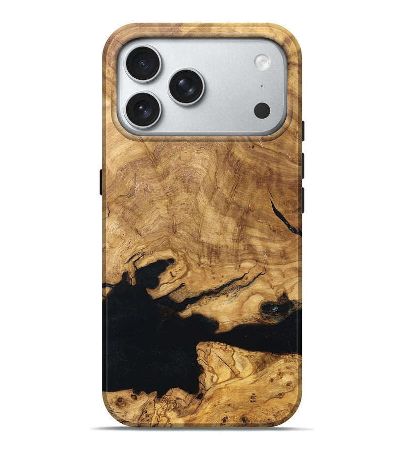 iPhone 18 Pro Max Wood Live Edge Phone Case - Sanai (Pure Black, 830672)