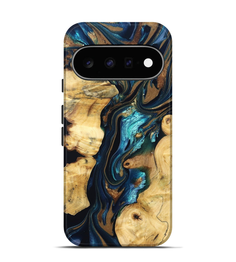 Pixel 11 Wood Live Edge Phone Case - Maxwell (Teal & Gold, 830685)