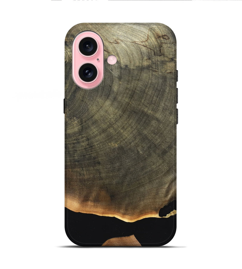 iPhone 16 Wood Live Edge Phone Case - Suzan (Pure Black, 830686)
