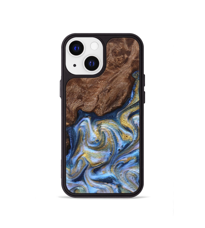 iPhone 13 mini Wood Phone Case - Emory (Teal & Gold, 830792)