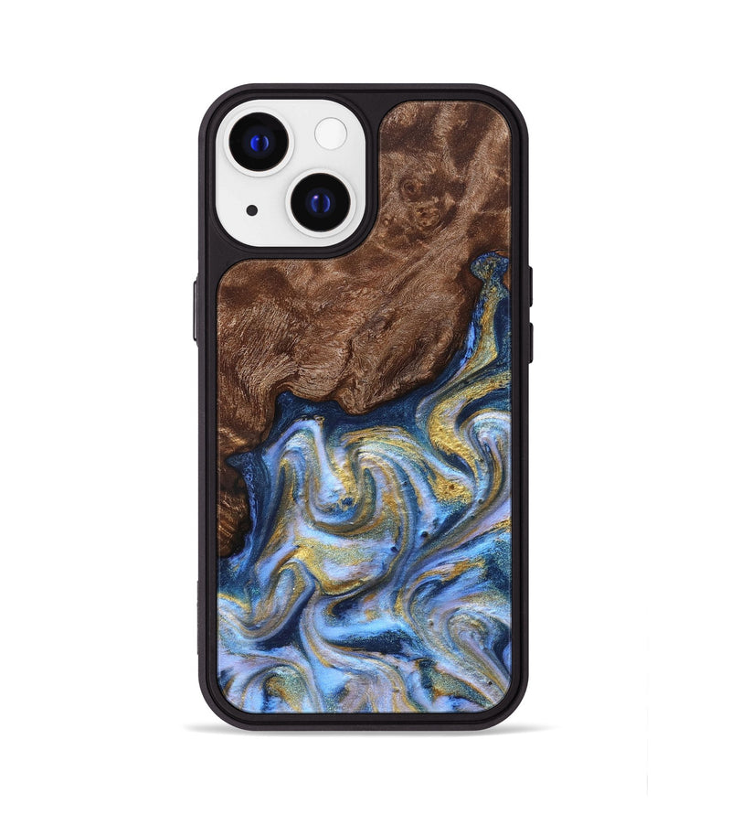 iPhone 13 Wood Phone Case - Emory (Teal & Gold, 830792)