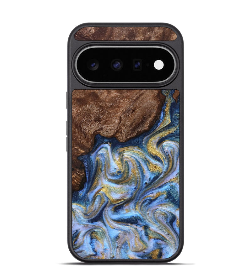 Pixel 11 Pro Wood Phone Case - Emory (Teal & Gold, 830792)