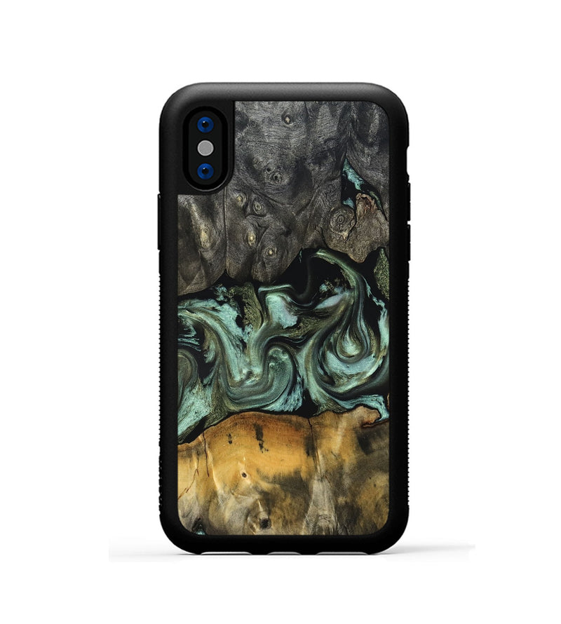 iPhone Xs Wood Phone Case - Emilie (Green, 830795)