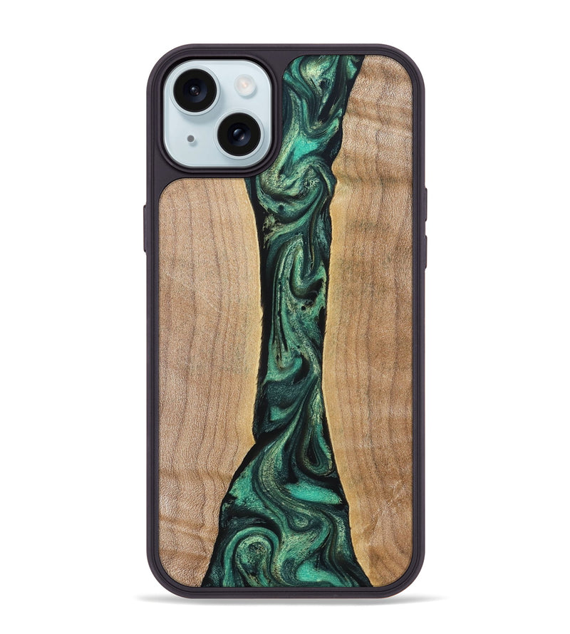 iPhone 15 Plus Wood Phone Case - Benita (Green, 830797)