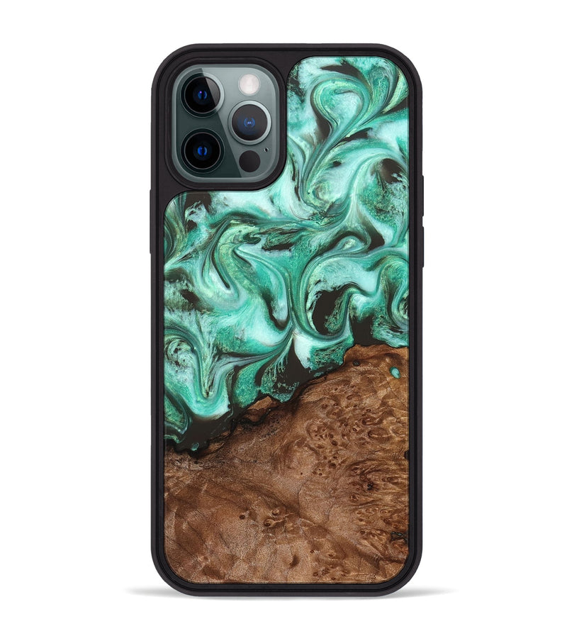 iPhone 12 Pro Max Wood Phone Case - Florene (Green, 830798)
