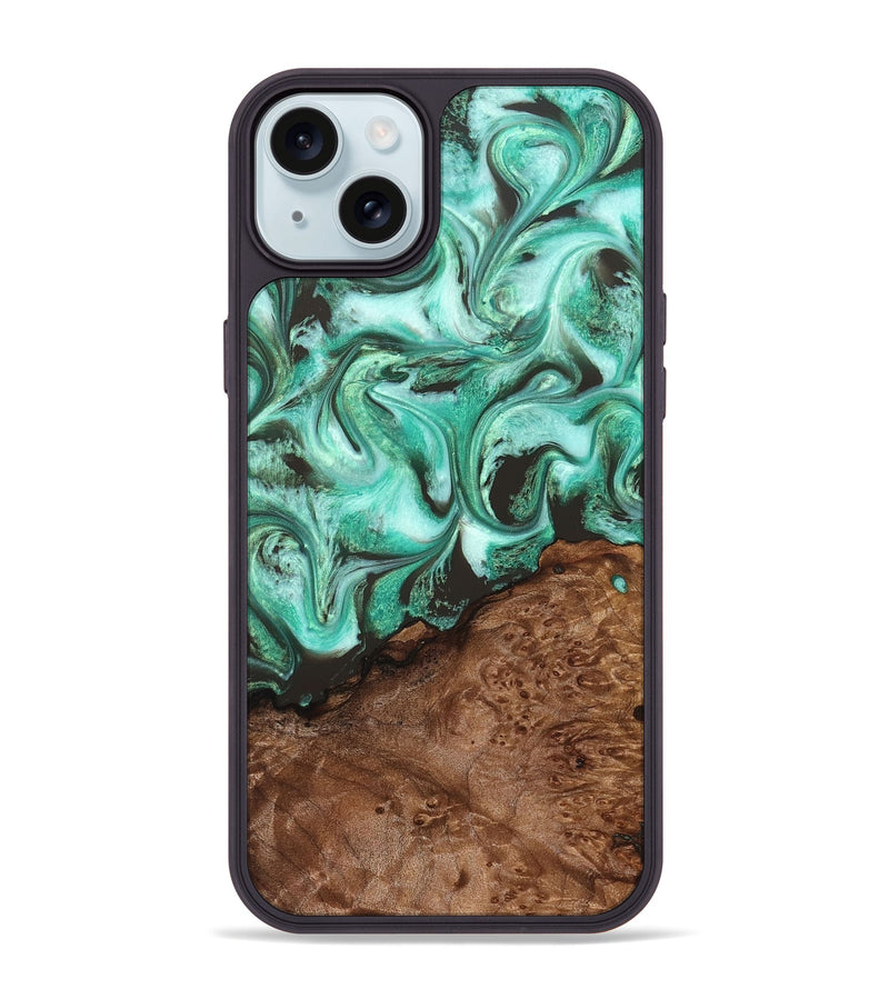iPhone 15 Plus Wood Phone Case - Florene (Green, 830798)