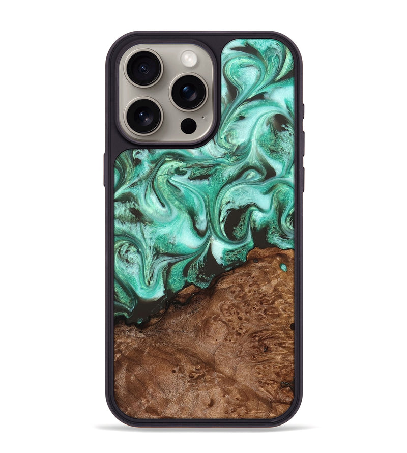 iPhone 15 Pro Max Wood Phone Case - Florene (Green, 830798)