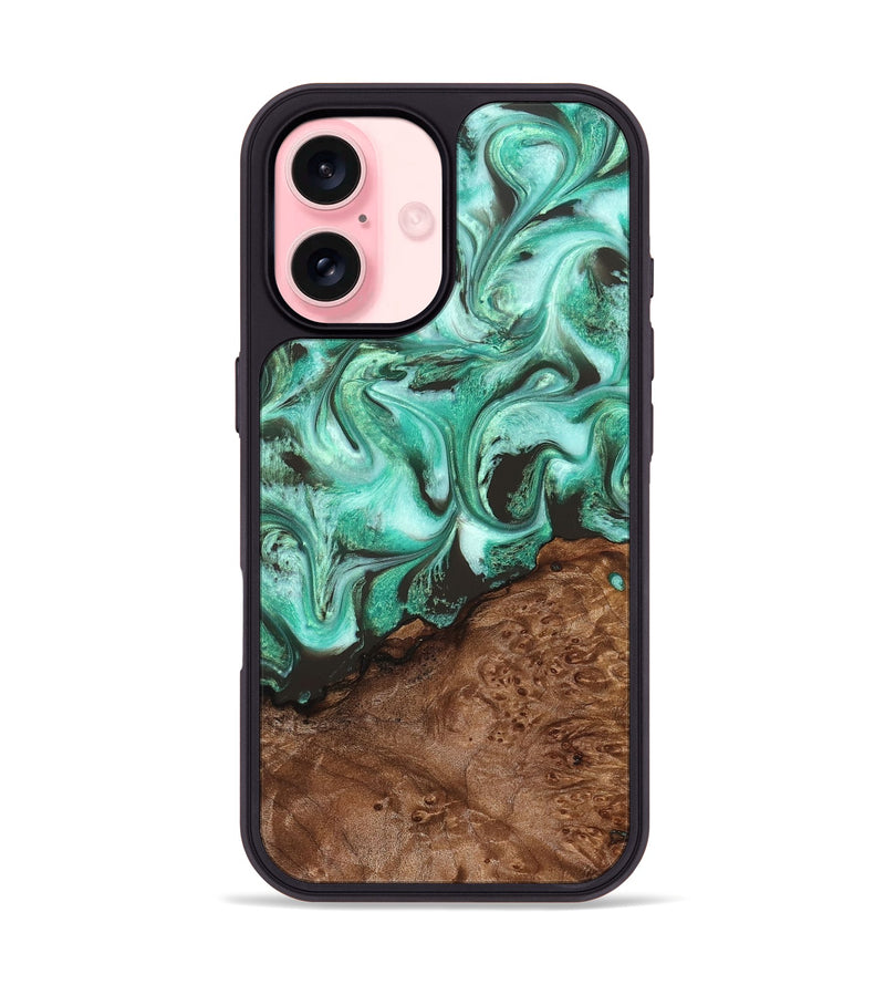 iPhone 16 Wood Phone Case - Florene (Green, 830798)