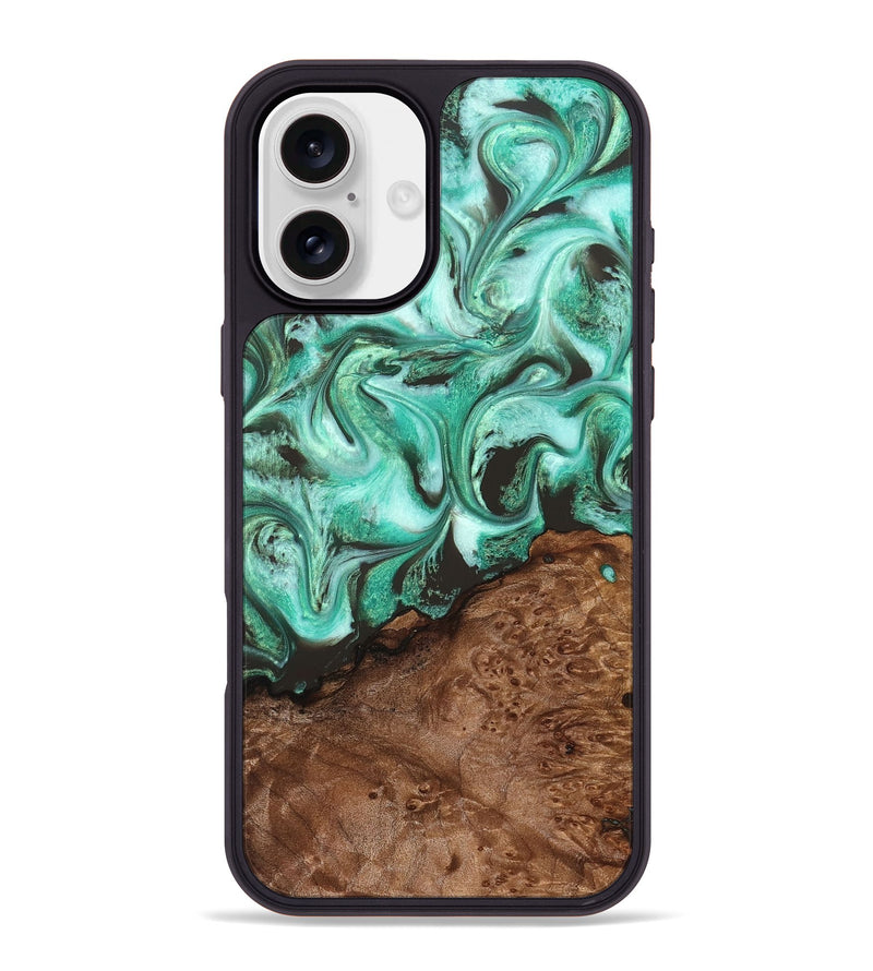 iPhone 16 Plus Wood Phone Case - Florene (Green, 830798)