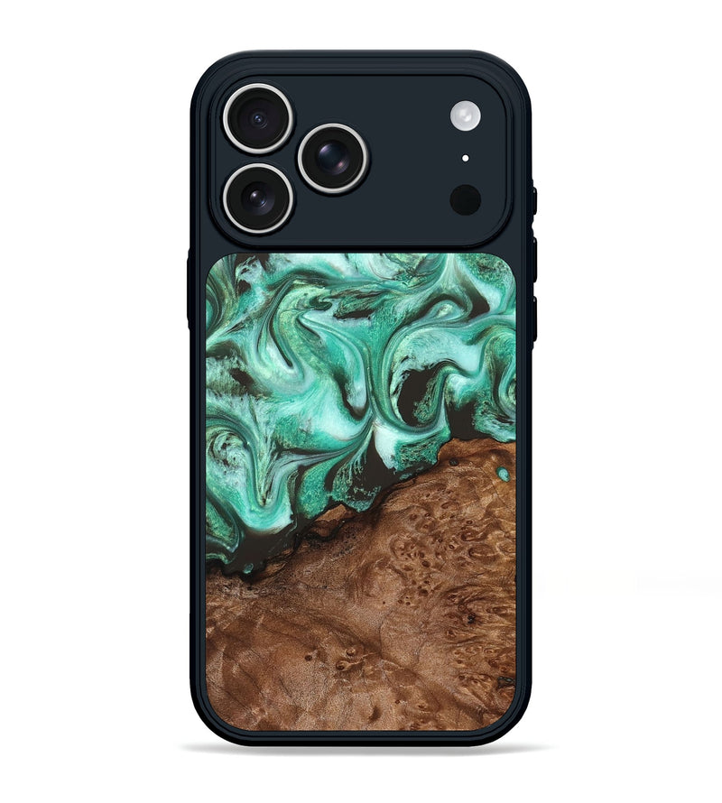 iPhone 17 Pro Max Wood Phone Case - Florene (Green, 830798)