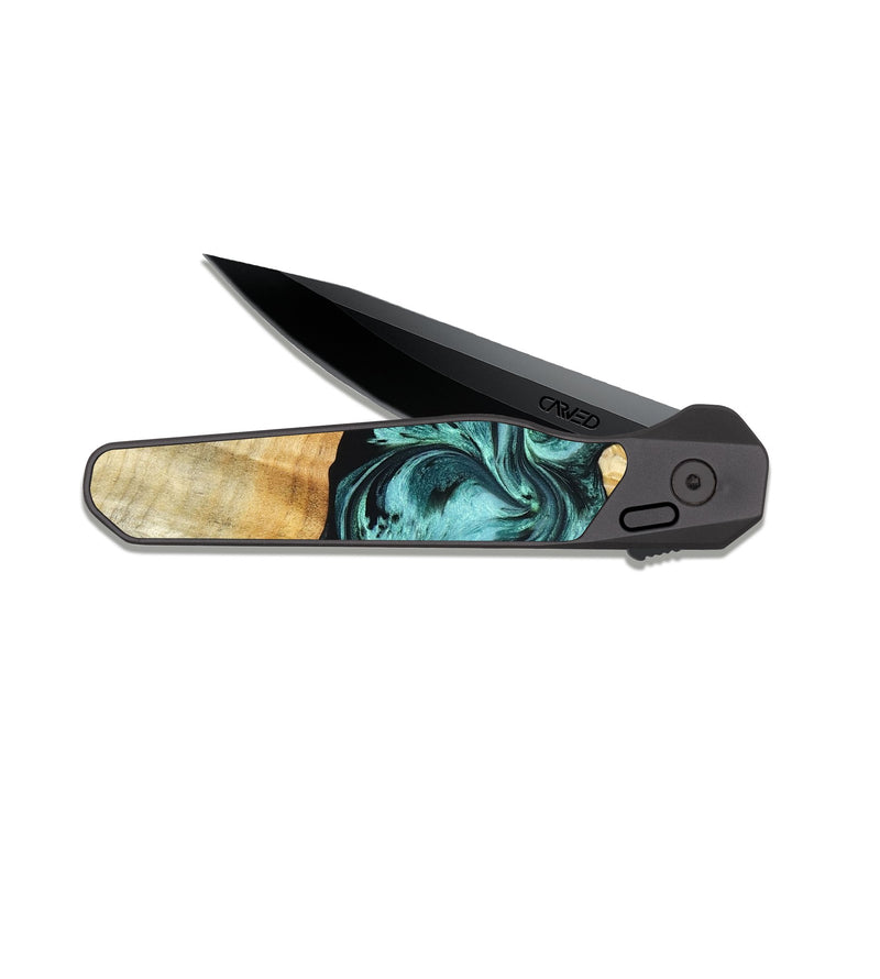 EDC Dark Slate Wood Pocket Knife - Aarav (Green, 830799)