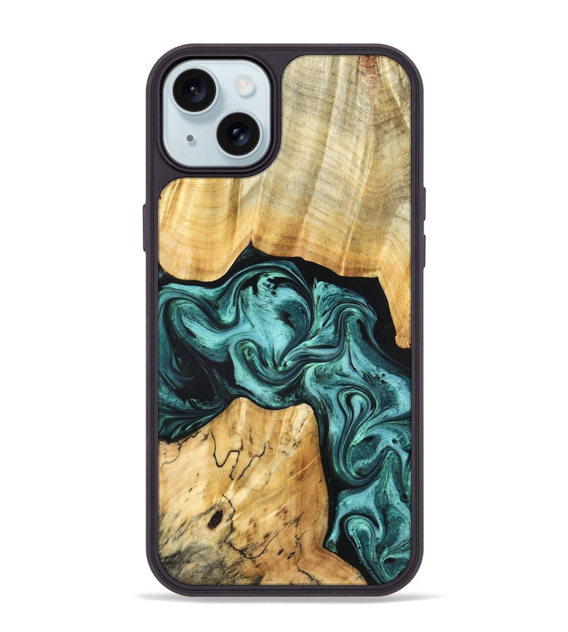 iPhone 15 Plus Wood Phone Case - Aarav (Green, 830799)