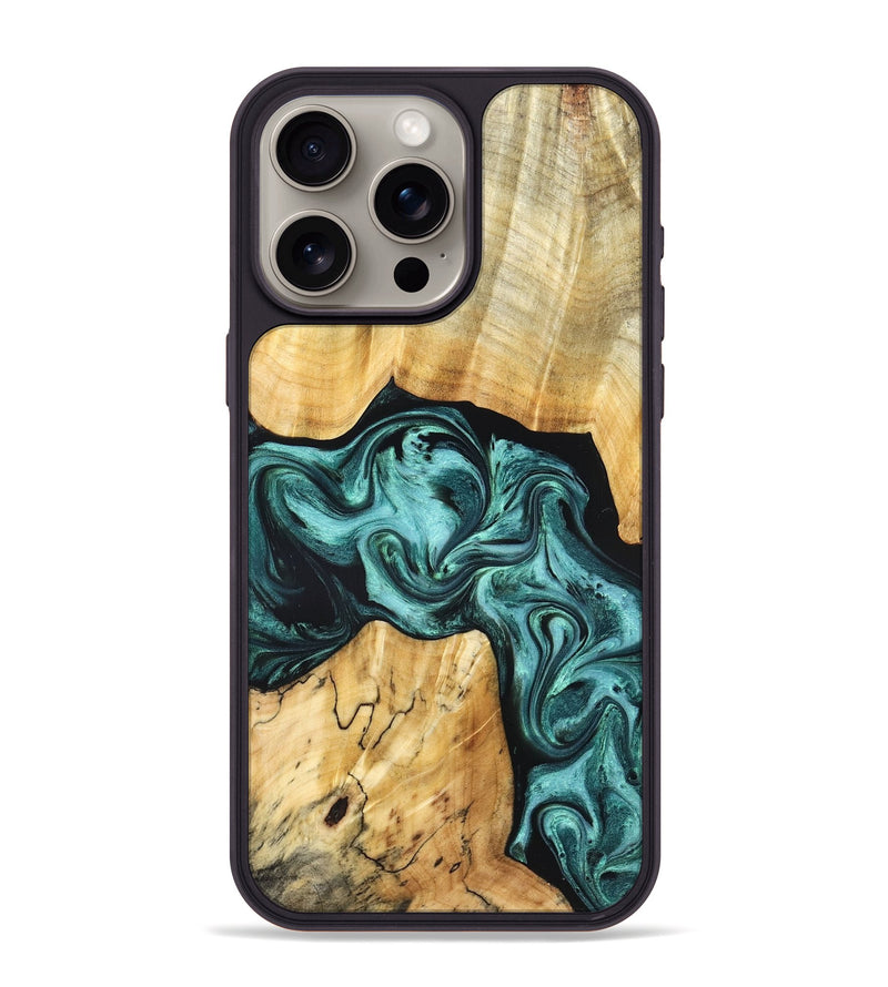 iPhone 15 Pro Max Wood Phone Case - Aarav (Green, 830799)