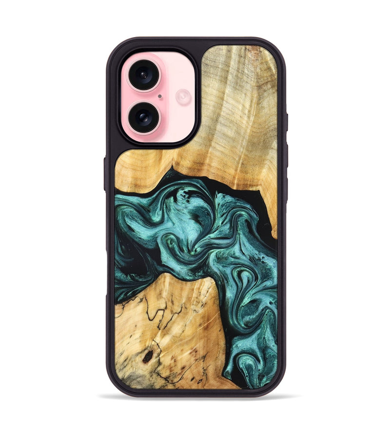 iPhone 16 Wood Phone Case - Aarav (Green, 830799)