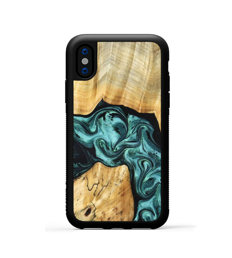 iPhone Xs Wood Phone Case - Aarav (Green, 830799)