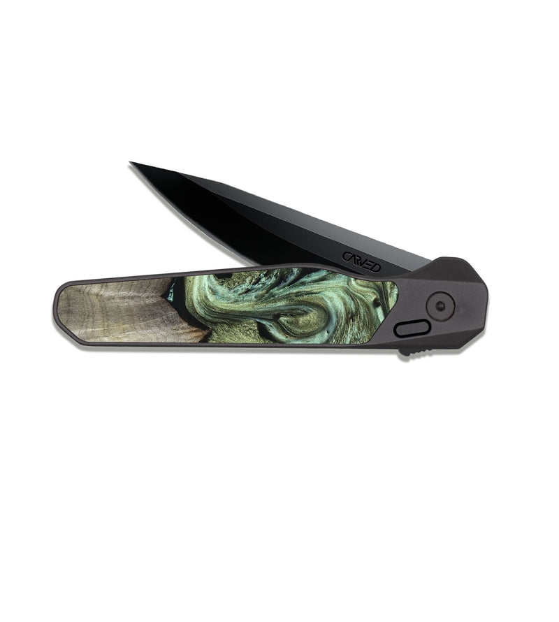 EDC Dark Slate Wood Pocket Knife - Selene (Green, 830807)