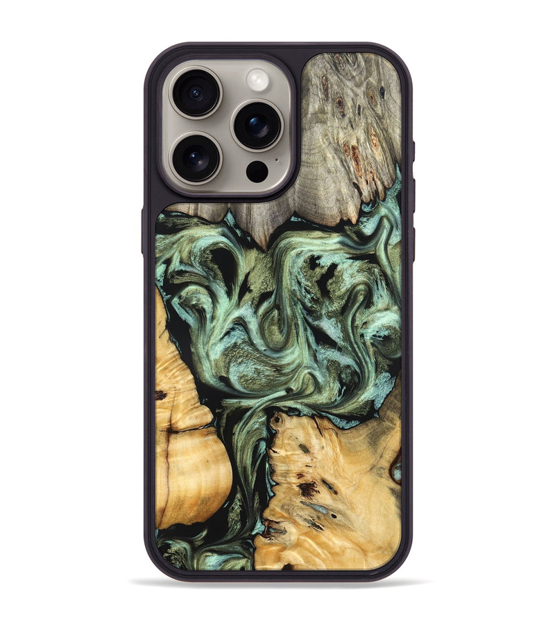 iPhone 15 Pro Max Wood Phone Case - Selene (Green, 830807)