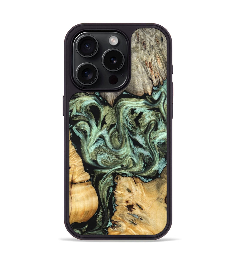 iPhone 15 Pro Wood Phone Case - Selene (Green, 830807)