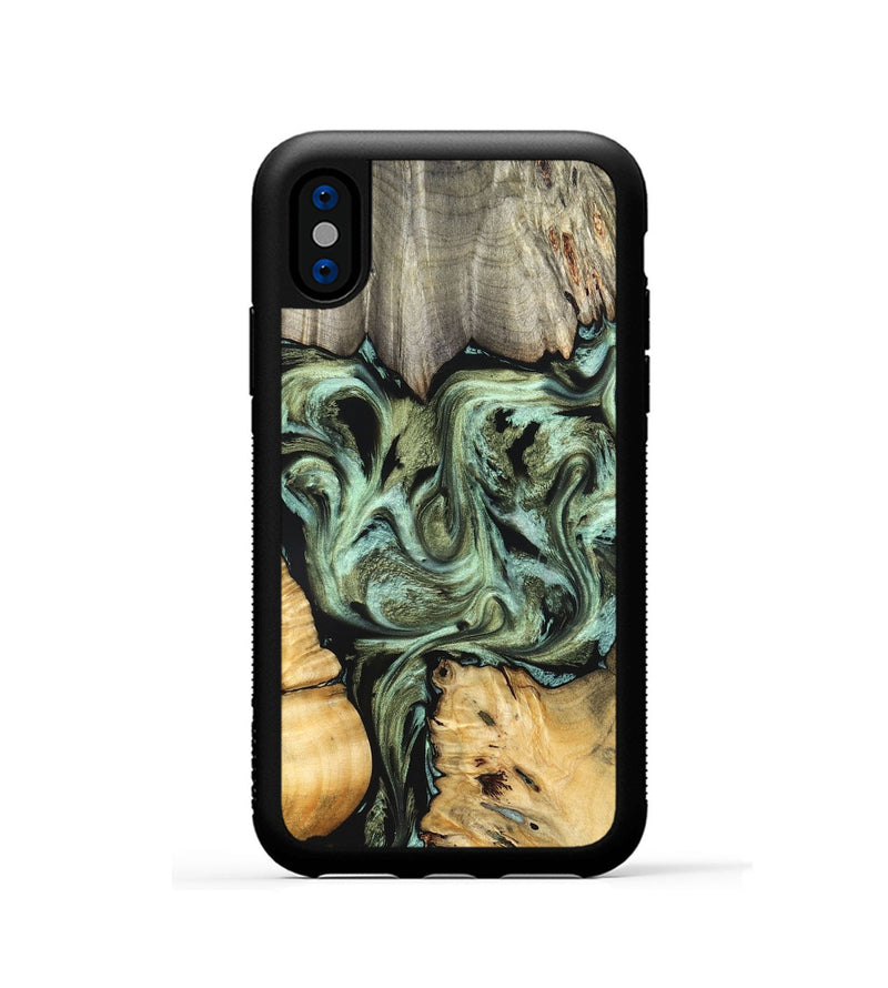 iPhone Xs Wood Phone Case - Selene (Green, 830807)