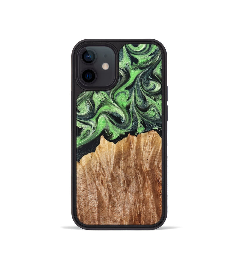 iPhone 12 mini Wood Phone Case - Troy (Green, 830808)