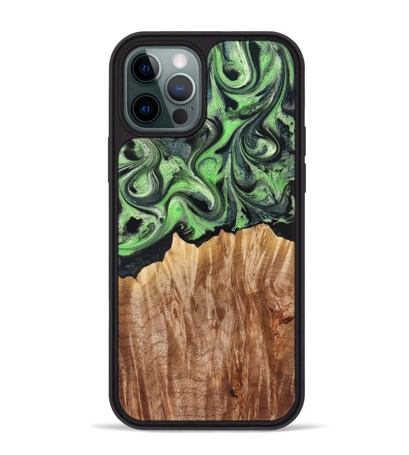iPhone 12 Pro Max Wood Phone Case - Troy (Green, 830808)