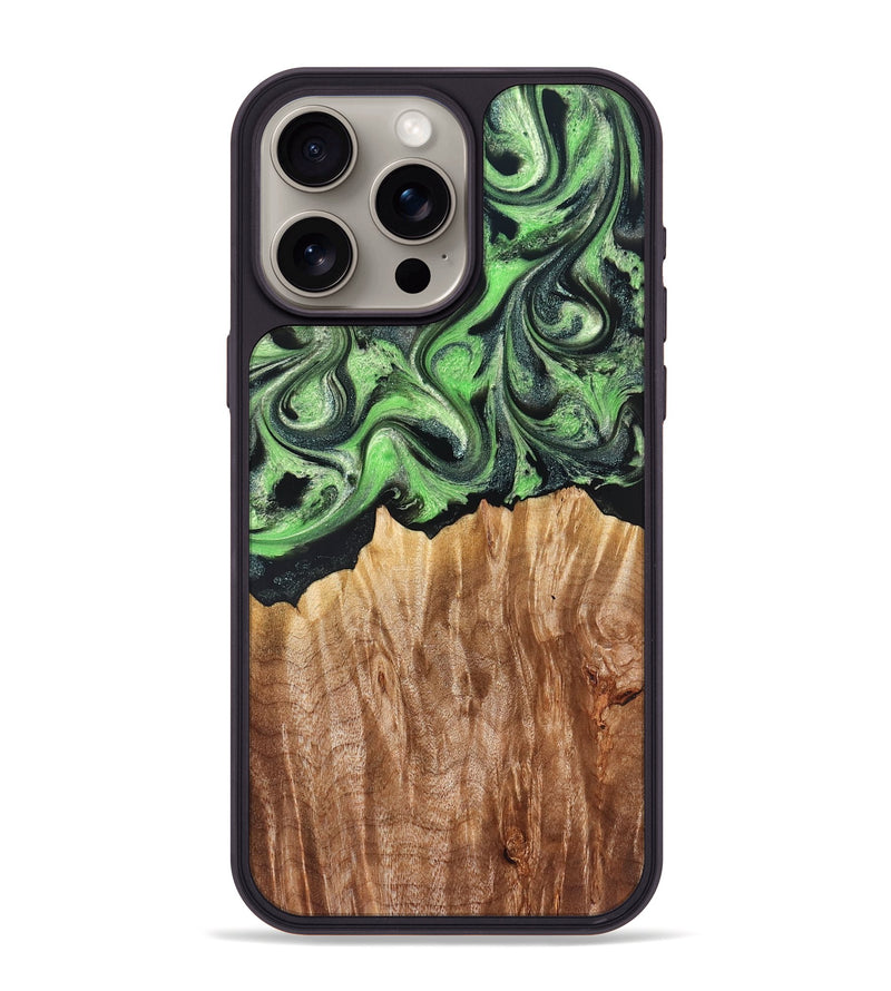 iPhone 15 Pro Max Wood Phone Case - Troy (Green, 830808)