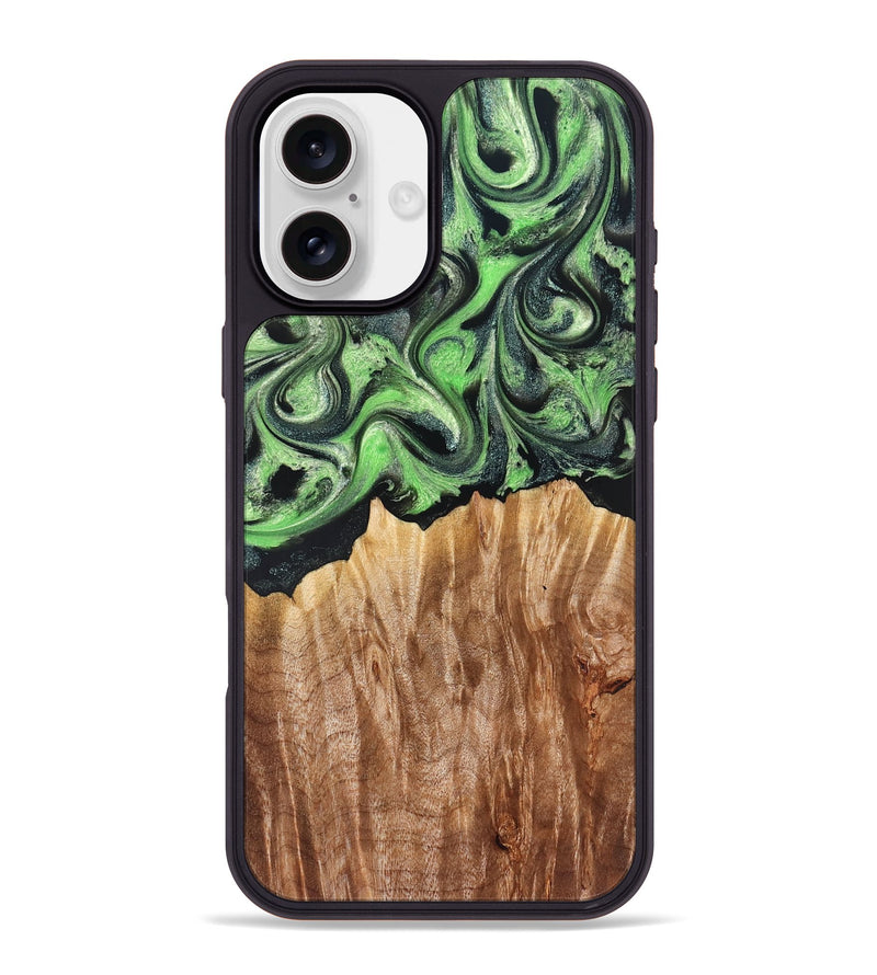 iPhone 16 Plus Wood Phone Case - Troy (Green, 830808)