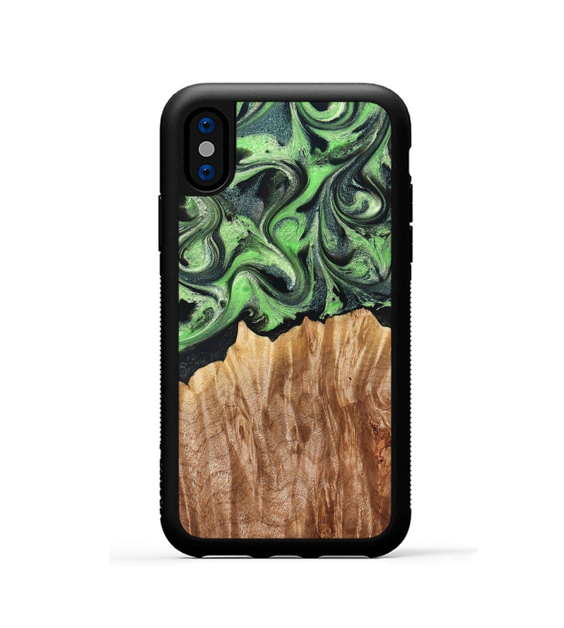iPhone Xs Wood Phone Case - Troy (Green, 830808)