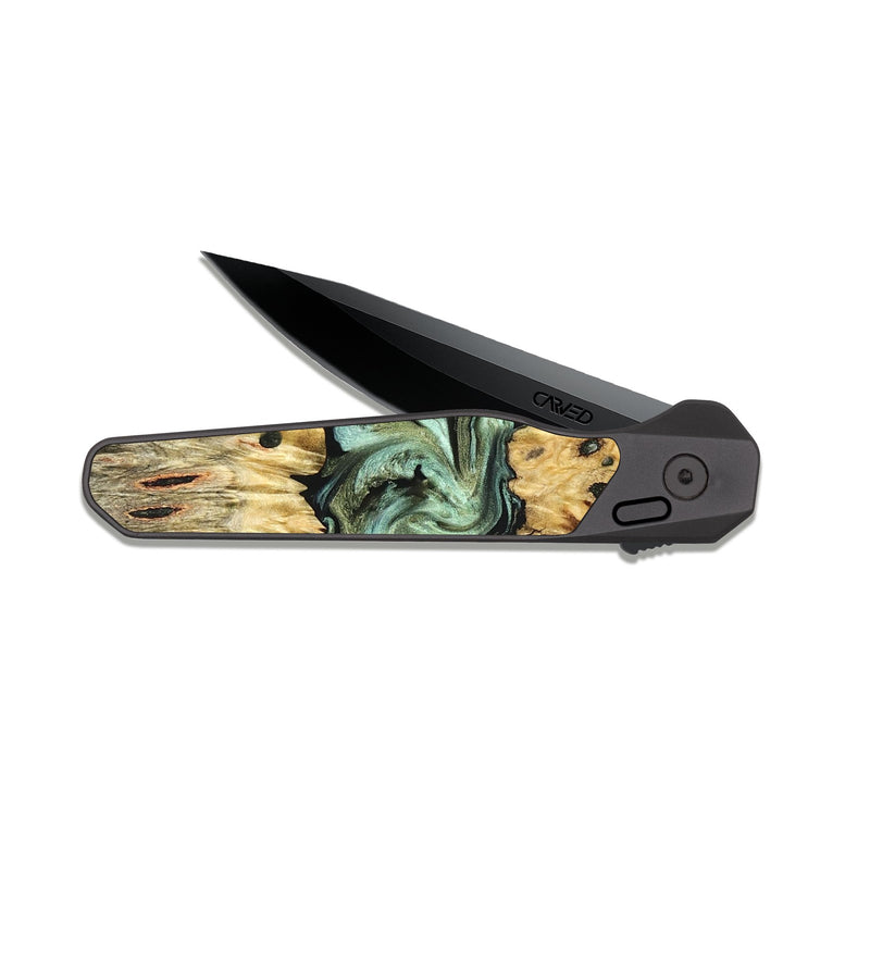 EDC Dark Slate Wood Pocket Knife - Lona (Green, 830809)
