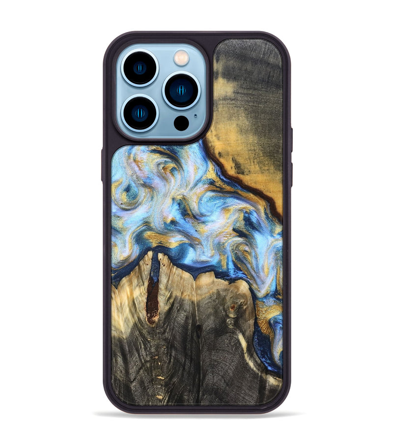 iPhone 14 Pro Max Wood Phone Case - Dora (Teal & Gold, 830822)