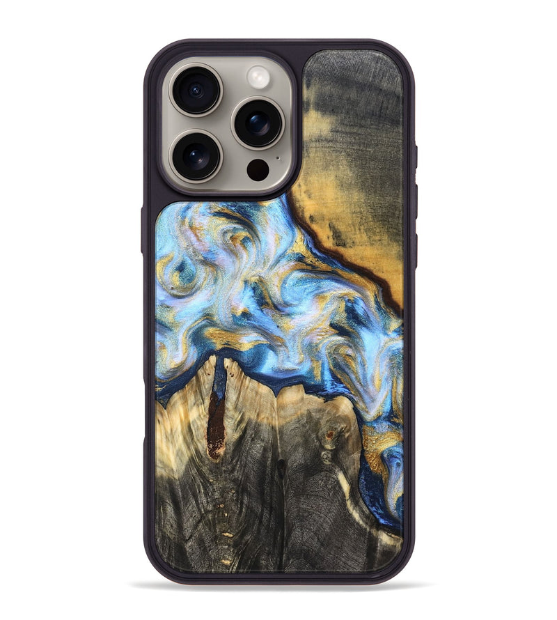 iPhone 16 Pro Max Wood Phone Case - Dora (Teal & Gold, 830822)