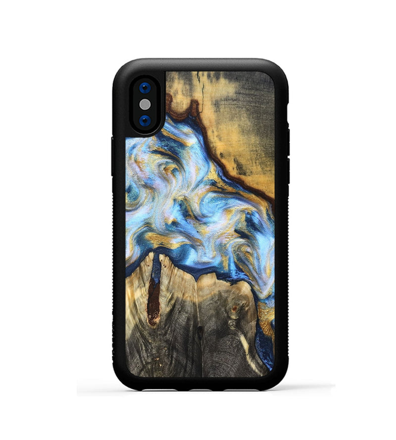 iPhone Xs Wood Phone Case - Dora (Teal & Gold, 830822)