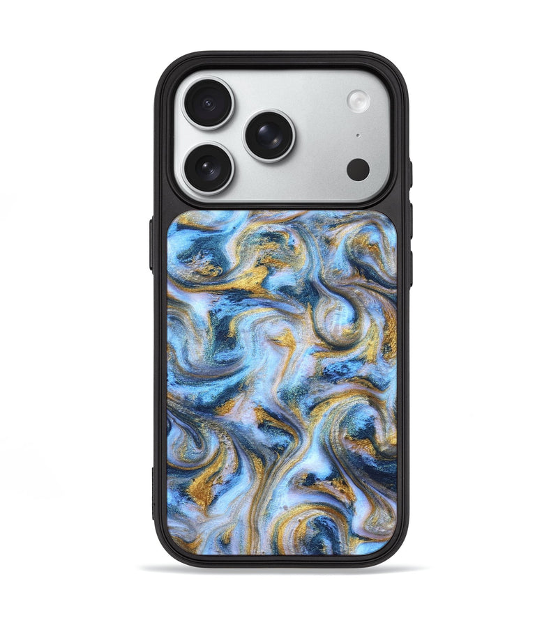 iPhone 18 Pro ResinArt Phone Case - Jasmin (Teal & Gold, 830823)