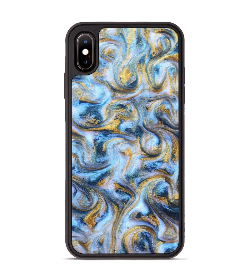 iPhone Xs Max ResinArt Phone Case - Jasmin (Teal & Gold, 830823)