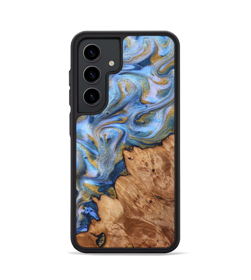 Galaxy S24 Wood Phone Case - Rubie (Teal & Gold, 830824)
