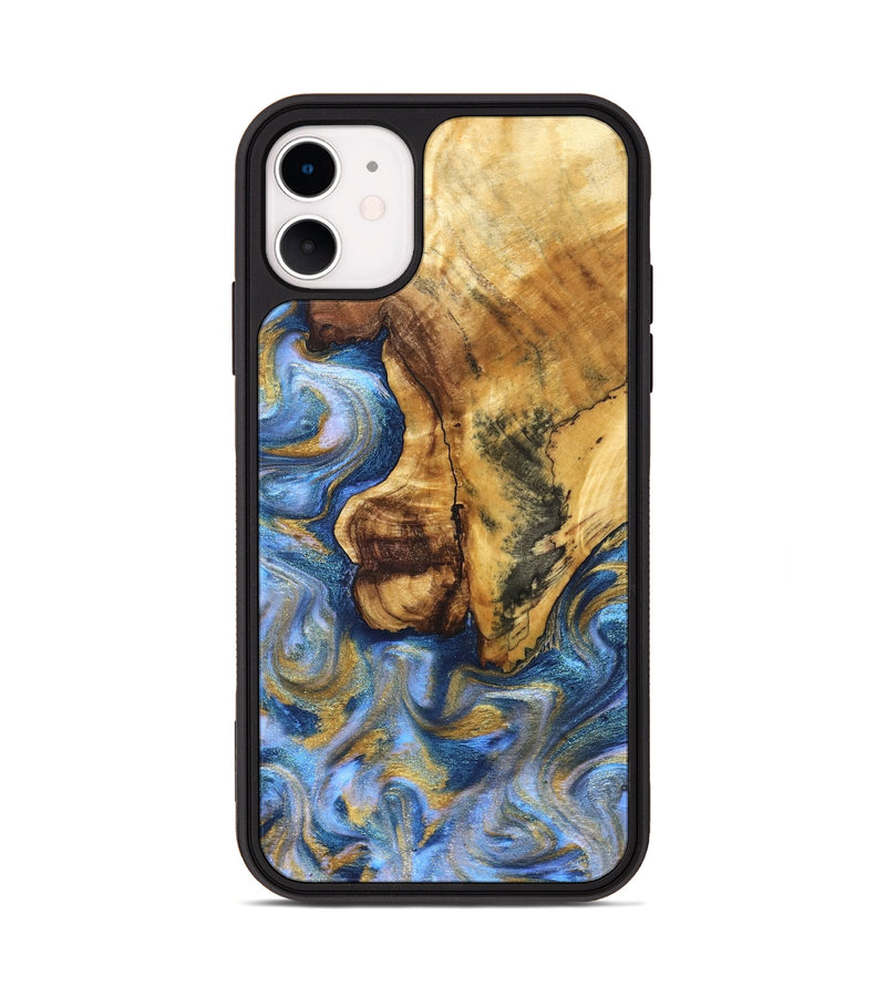 iPhone 11 Wood Phone Case - Lucille (Teal & Gold, 830830)