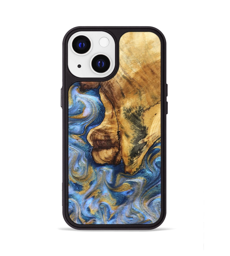 iPhone 13 Wood Phone Case - Lucille (Teal & Gold, 830830)