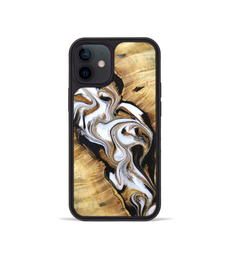 iPhone 12 mini Wood Phone Case - Myron (Black & White, 830832)