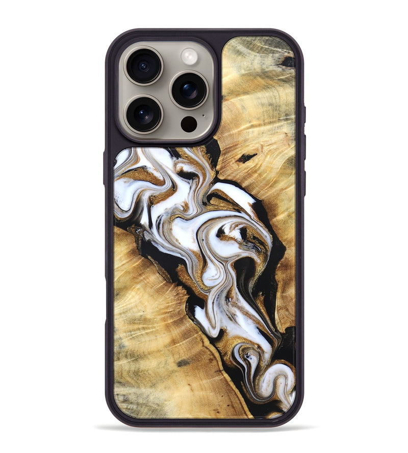 iPhone 16 Pro Max Wood Phone Case - Myron (Black & White, 830832)
