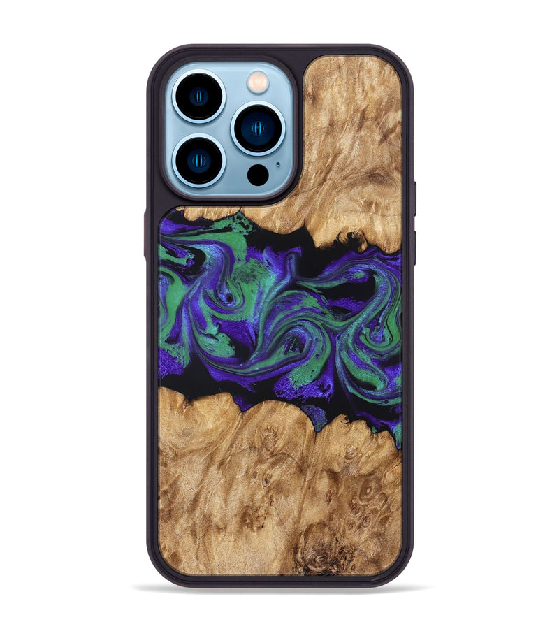 iPhone 14 Pro Max Wood Phone Case - Daja (Purple, 830846)
